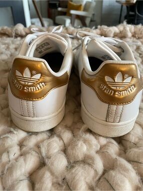 Adidas Stan Smith White Sneakers with Gold back